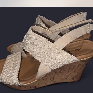 American Eagle Outfitters Cream Woven Wedges